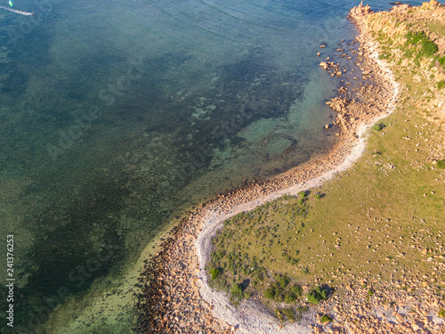 Rocky coast of the island in the sea