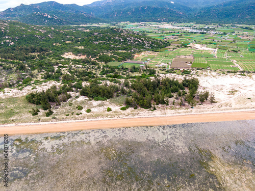 Panorama of the mountains, beach, forest