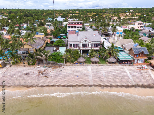 Palm hotels, coastline and road