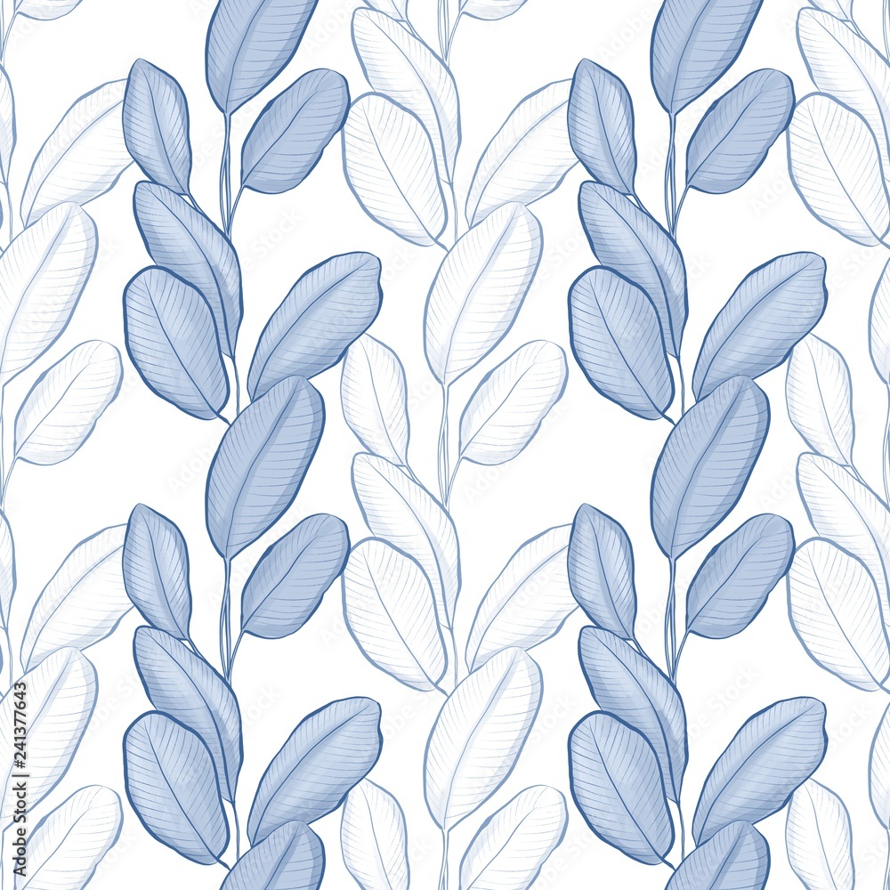 Seamless vertical pattern with leaves . Abstract floral background. Natural design.