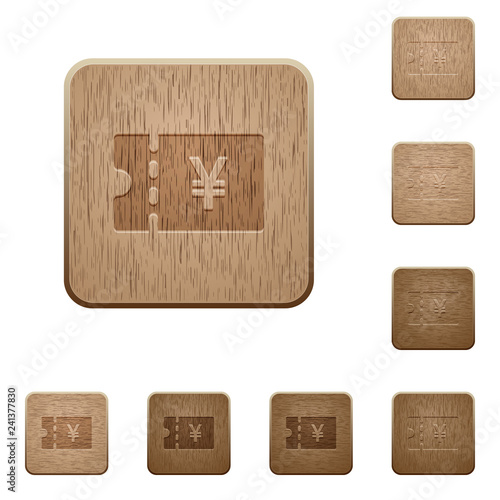 Japanese Yen discount coupon wooden buttons