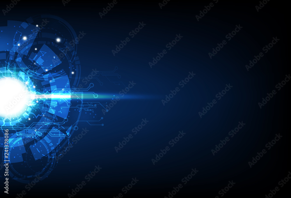 Digital technology, futuristic circuit, blue circle lightning electricity abstract background vector illustration Digital technology, futuristic circuit, blue circle lightning electricity abstract background vector illustration