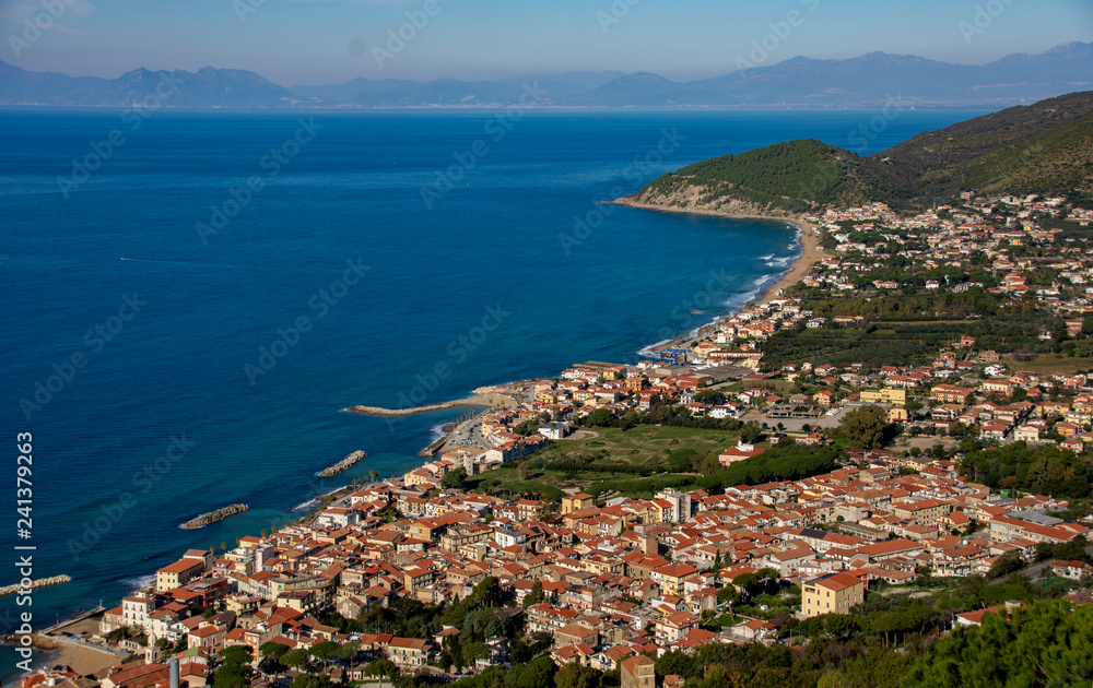 View Santa Maria di Castellabate village, from Cilento Coast, Italy