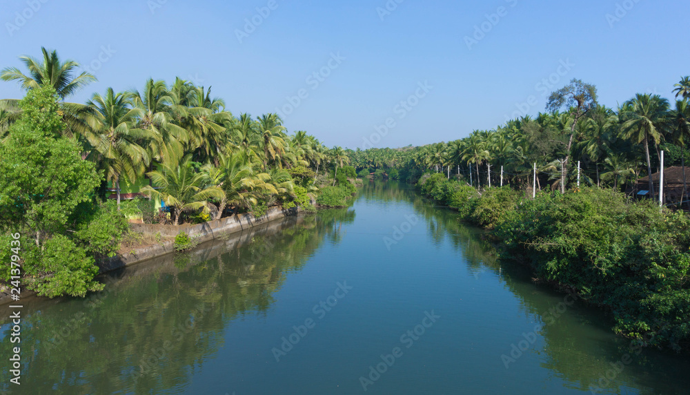 Scene on the Sal River in Southern Goa near to the coastal resort area of Cavelossim, India