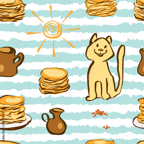 Seamless pattern with traditional carnival symbols