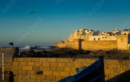 medieval Moroccan village of Essaouira at the sunset