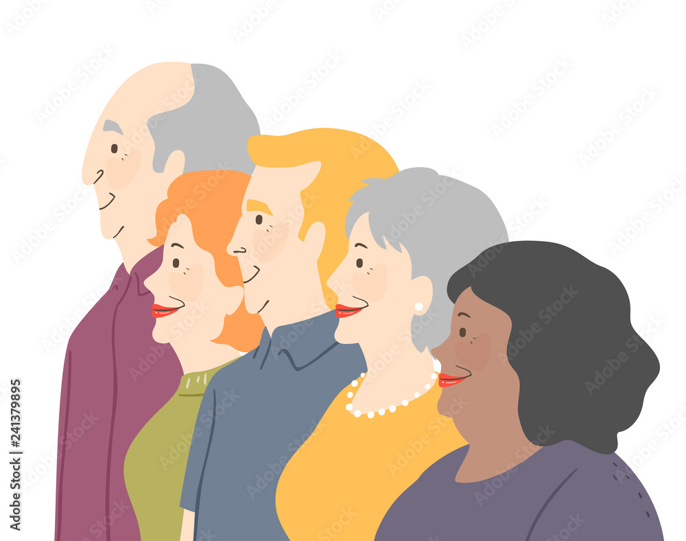 Seniors Side View Illustration Seniors Side View Illustration