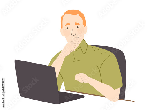 Senior Man Gadget Clueless Illustration