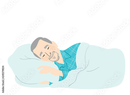 Senior Man Sleep Illustration