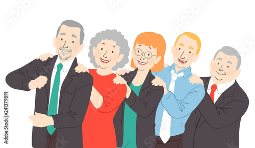 Seniors Office Conga Dance Illustration