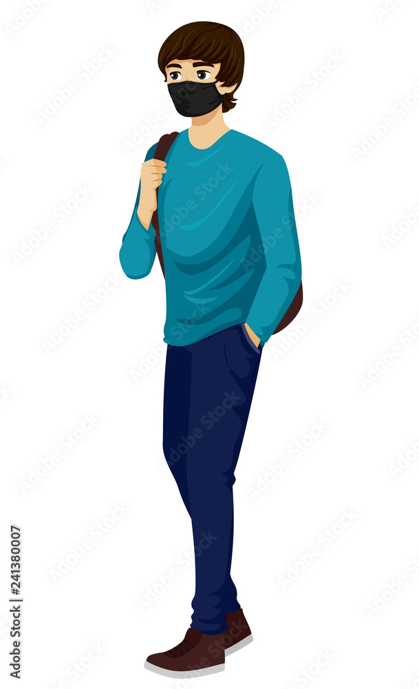 Teen Boy Face Mask Illustration Teen Boy Face Mask Illustration