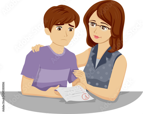 Teen Boy Exam Fail Illustra...