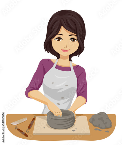 Teen Girl Ceramic Workshop Illustration