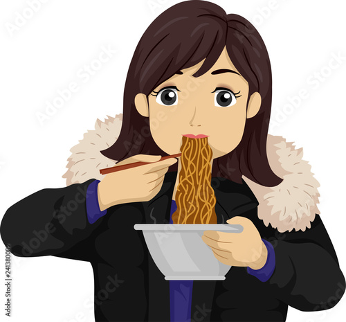 Teen Girl Eat Jajangmyeon I...