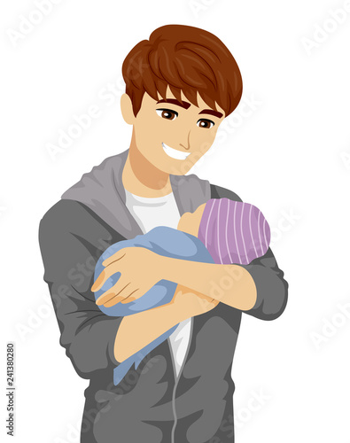 Teen Boy Young Father Baby Illustration