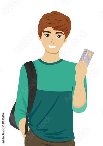 Teen Guy Student Credit Card Illustration