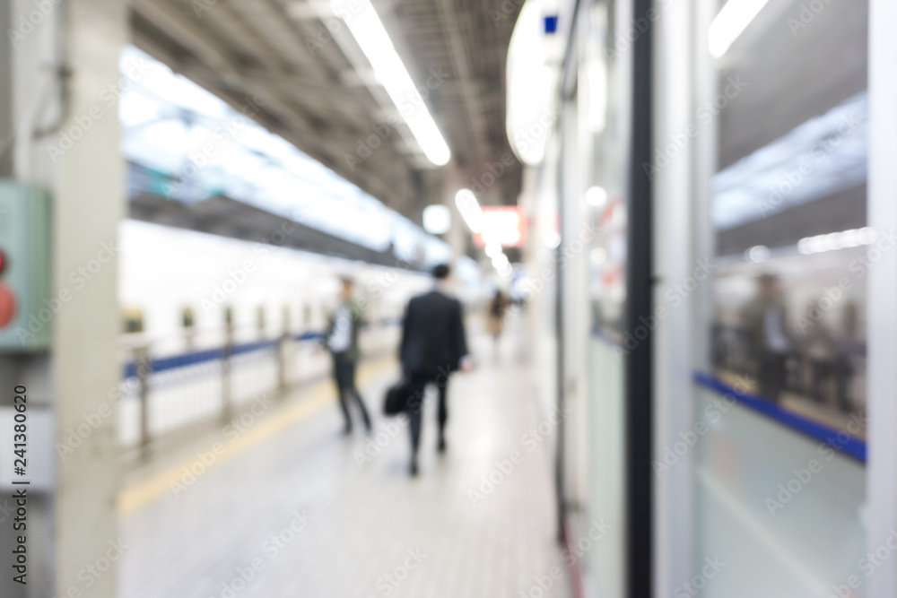 Blurred background of people hurry up walking in train station Blurred background of people hurry up walking in train station