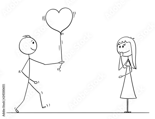 Cartoon Stick Drawing Conceptual Illustration Of Loving Man Or Boy In Love Giving Heart Shaped Balloon To Woman Or Girl On Date As Gift Or Present Stock Vector Adobe Stock Cartoon Stick Drawing Conceptual Illustration Of Loving Man Or Boy In Love Giving Heart Shaped Balloon To Woman Or Girl On Date As Gift Or Present Stock Vector Adobe Stock