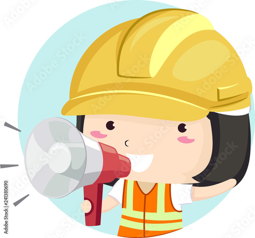 Kid Girl Hard Hat Megaphone...