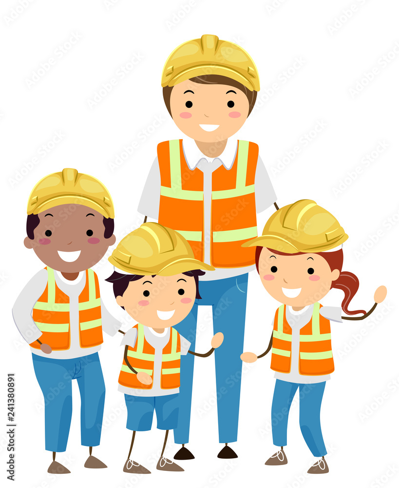 Stickman Kids Construction Workers Illustration Stickman Kids Construction Workers Illustration