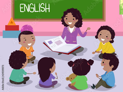Stickman Kids Africa English Teacher Illustration