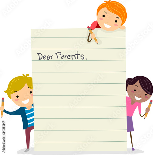 Stickman Kids Making Parents Letter Illustration