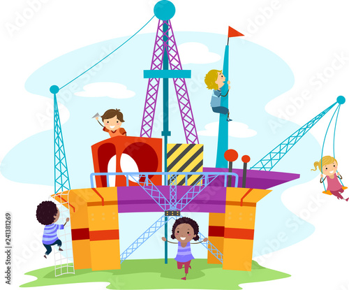 Stickman Kids Oil Gas Drill...