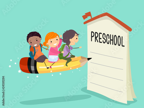 Stickman Kids Pencil Ride Preschool Enroll