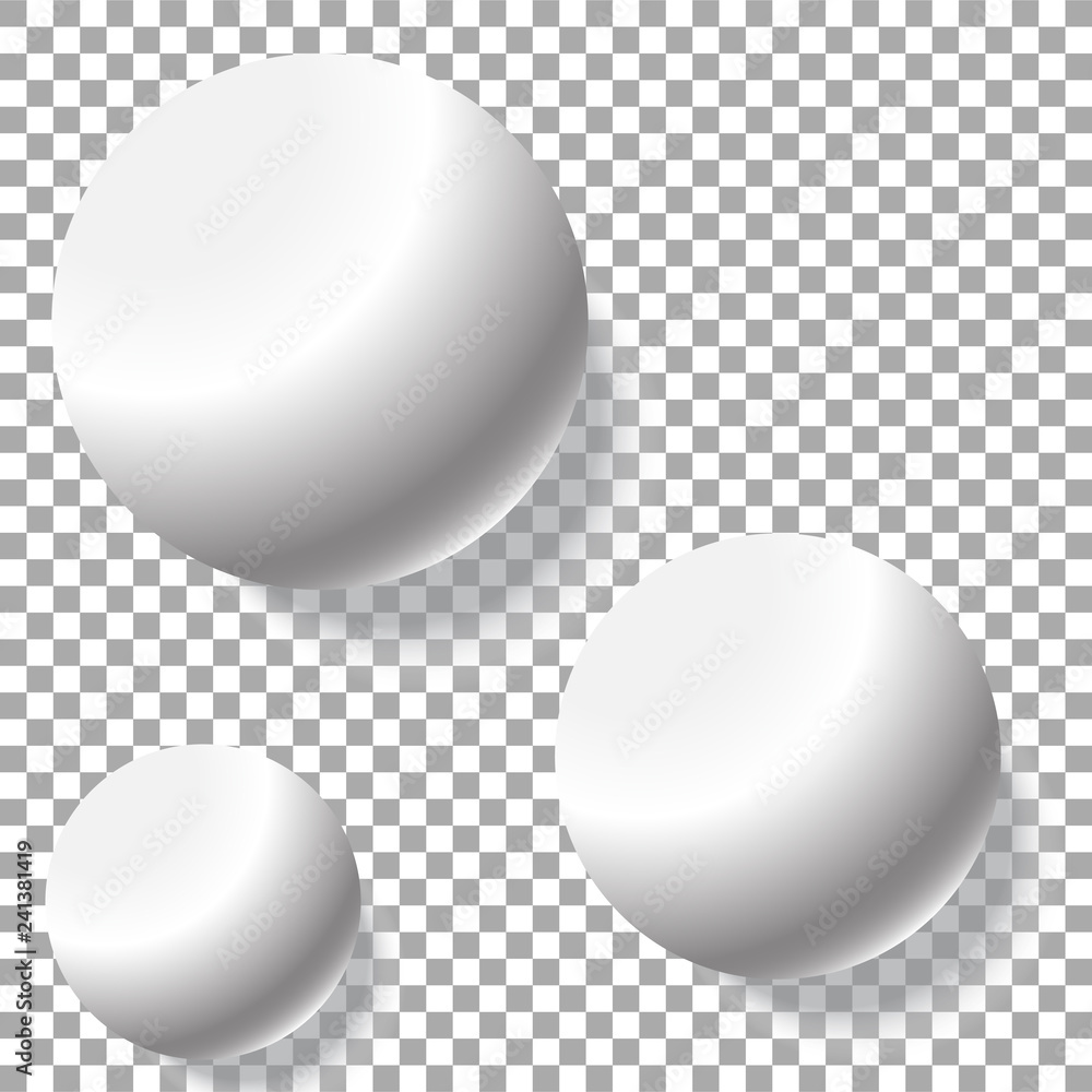 Realistic three white balls isolated on transparent background Realistic three white balls isolated on transparent background