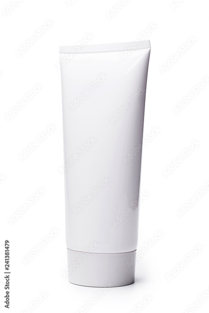 Blank white cosmetic tube isolated on white background. Blank white cosmetic tube isolated on white background.