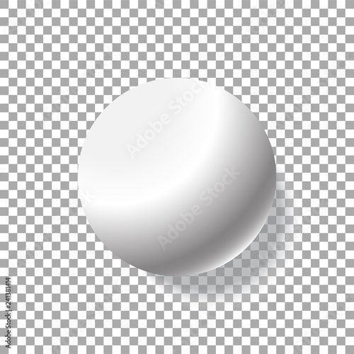 Realistic white ball isolated on transparent background
