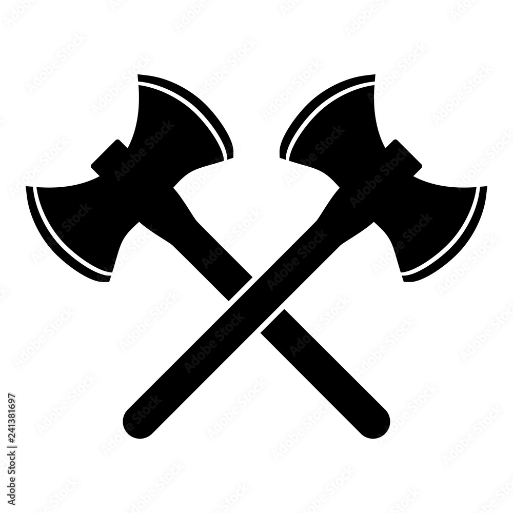 Two double-faced viking axes icon black color vector illustration flat style image Two double-faced viking axes icon black color vector illustration flat style image