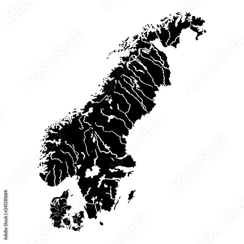 Map of Scandinavia icon black color vector illustration flat style image