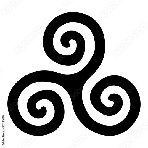 Triskelion or triskele symbol sign icon black color vector illustration flat style image photo
