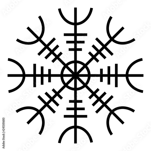 Helm of awe aegishjalmur or egishjalmur icon black color vector illustration flat style image
