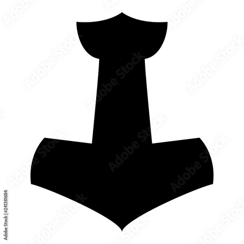 Thor's hammer Mjolnir icon black color vector illustration flat style image photo