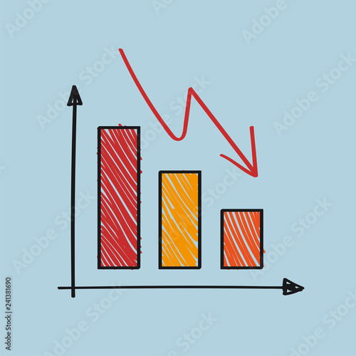 Negatively declining and failing graph illustration