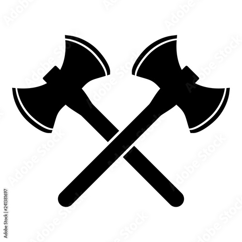 Two double-faced viking axes icon black color vector illustration flat style image