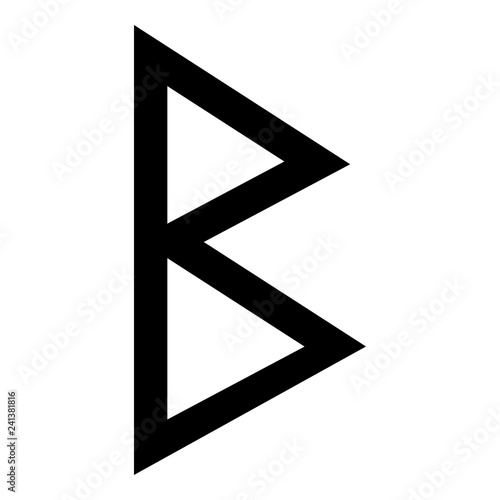 Berkana rune birch birth icon black color vector illustration flat style image