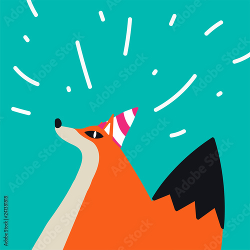 Cute fox in a cartoon style vector