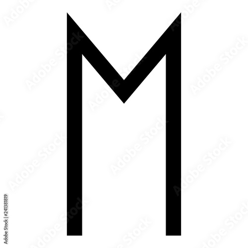Ehwaz rune horse wheell luck symbol icon black color vector illustration flat style image