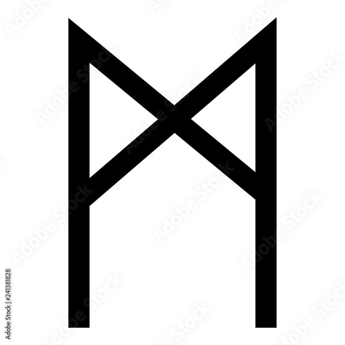 Mannaz rune man human symbol icon black color vector illustration flat style image