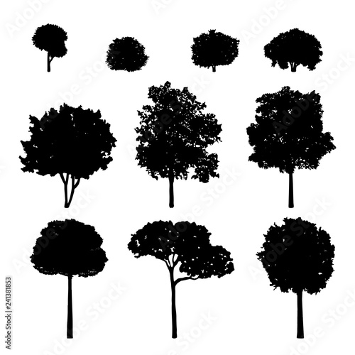 Collection of tree silhouettes vector