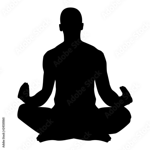 Meditating man Practicing yoga symbol icon black color vector illustration flat style image