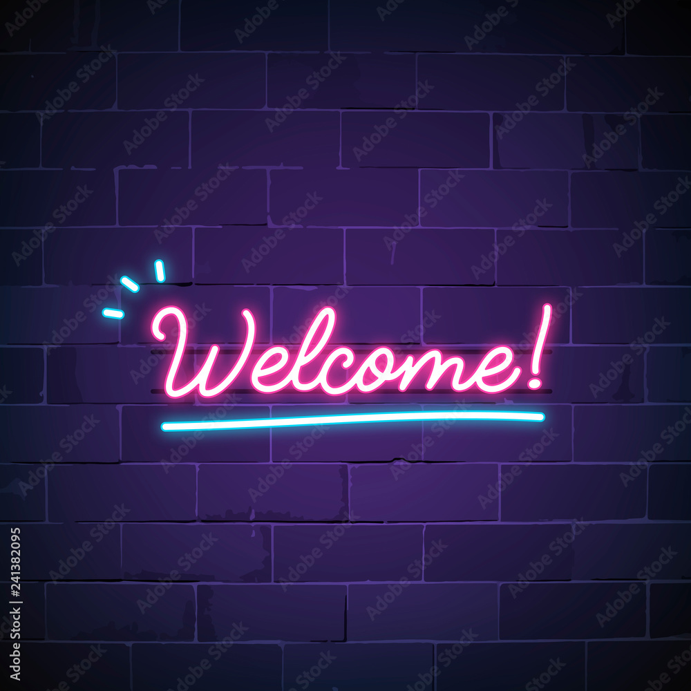 Welcome in neon sign vector