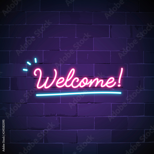 Welcome in neon sign vector