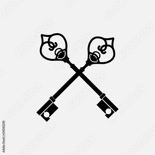 Black vintage crossed key vectors