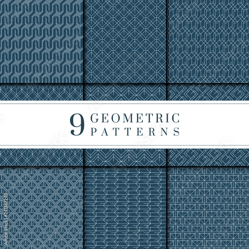 Indigo tie-dyed geometric pattern collection