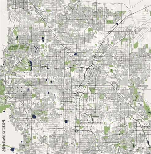 map of the city of Las Vegas, Nevada, USA