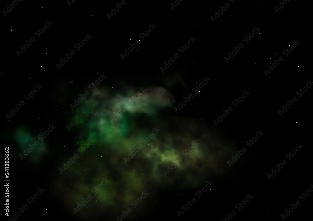 Star field in space and a nebulae. 3D rendering Star field in space and a nebulae. 3D rendering